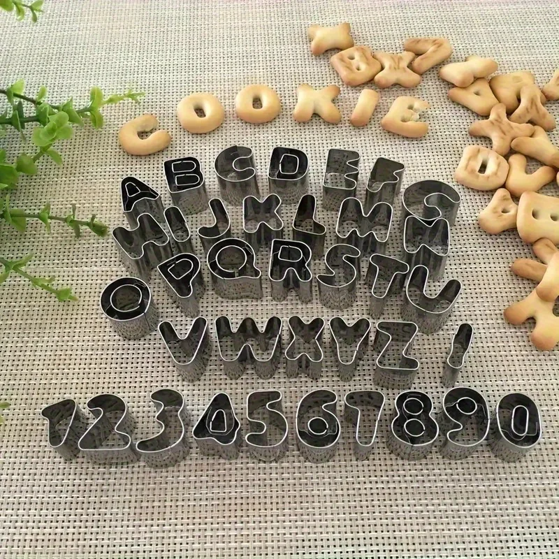Set of 37 Alphanumeric Cookie Cutters - Metal Letter And Number Pastry Cutters Made of Stainless Steel for Personalized Baking