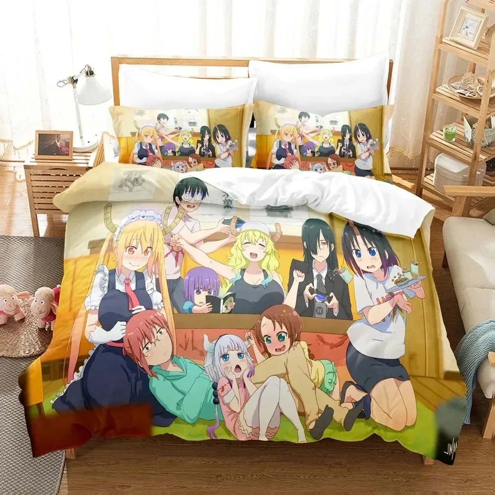 

Anime Miss Kobayashis Dragon Maid Bedding Set Bedroom Soft Modern Bedspreads Comefortable Duvet Cover Quilt Cover And Pillowcase