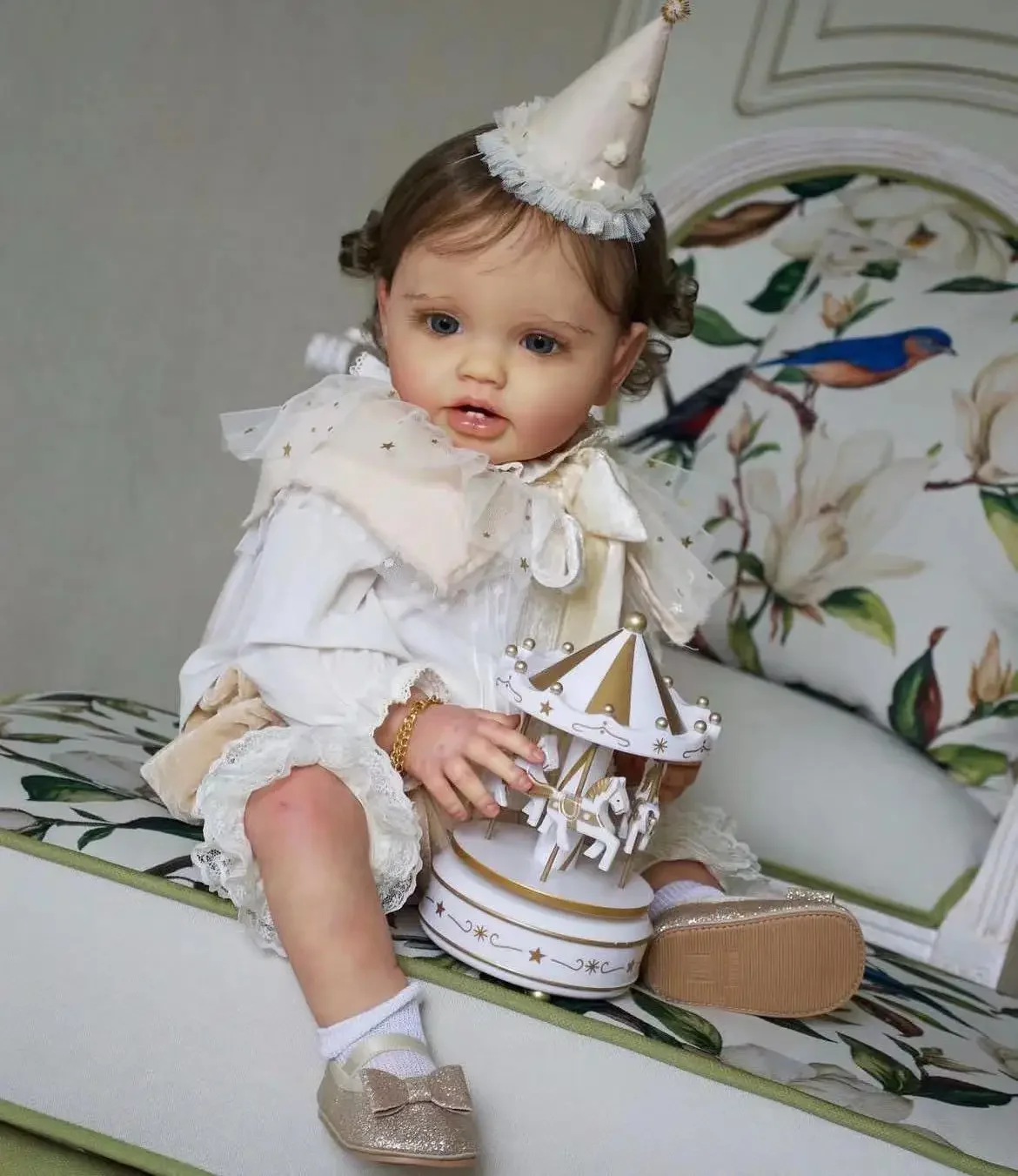 58cm/24inch Reborn Baby Doll Lottie Hand-Rooted Hair 3D Skin With Beautiful Different Dress Already Finished Christmas Gift