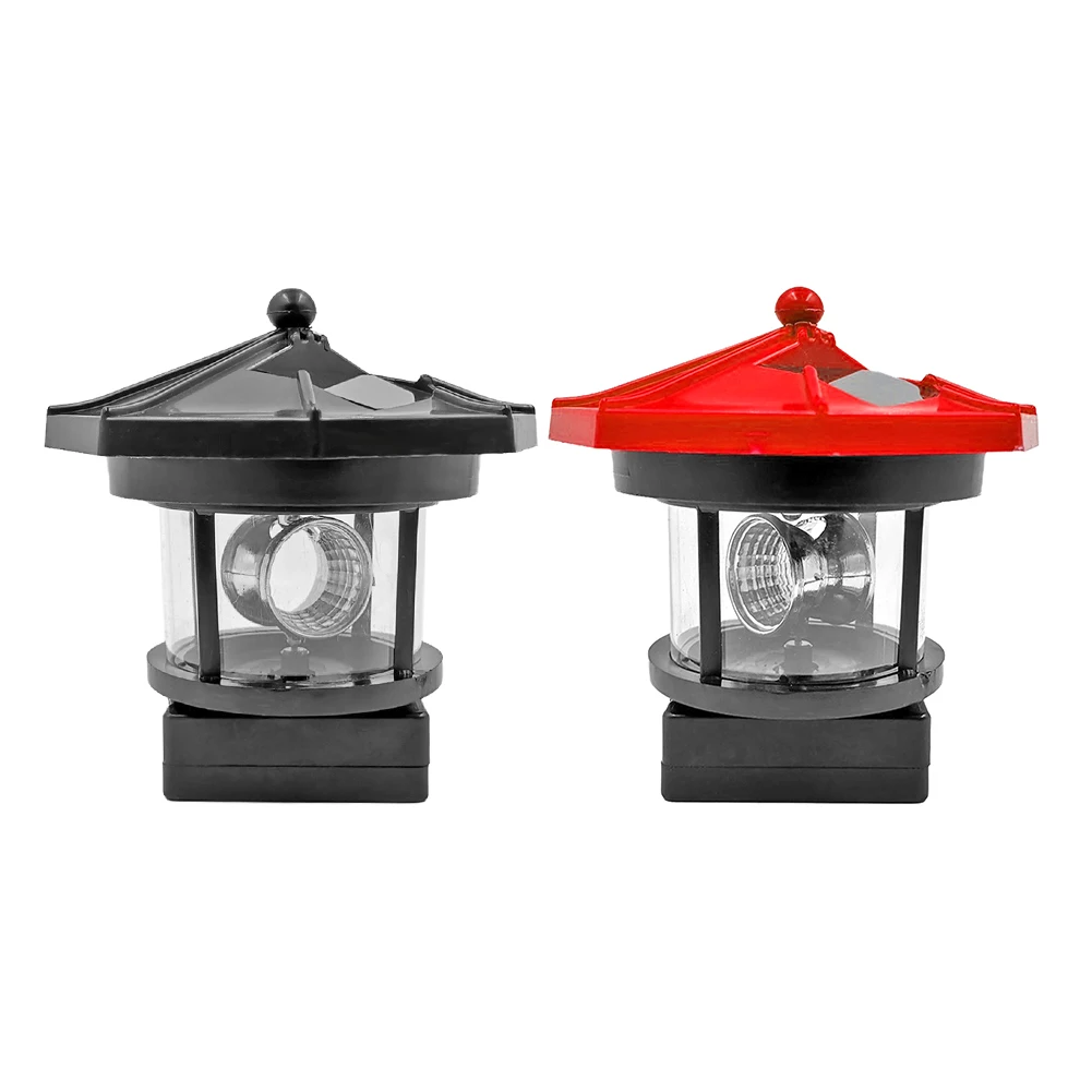 Lighthouse Solar LED Light Practical Multi-functional Classic Fence Decor Smart Sensor Beacon Rotating Beam Lamp