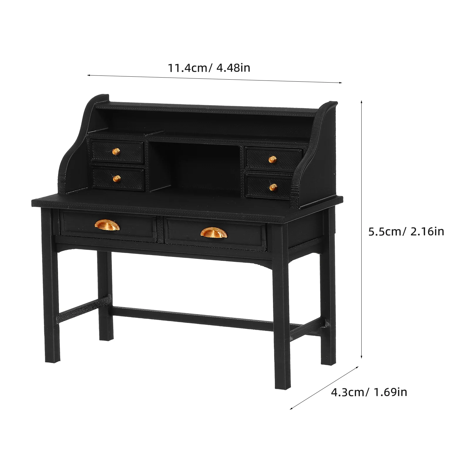 Mesa de casa de bonecas em miniatura, escala 1:12, com gaveta, detalhamento realista para estudo, biblioteca, cena, configuração de jogo de simulação