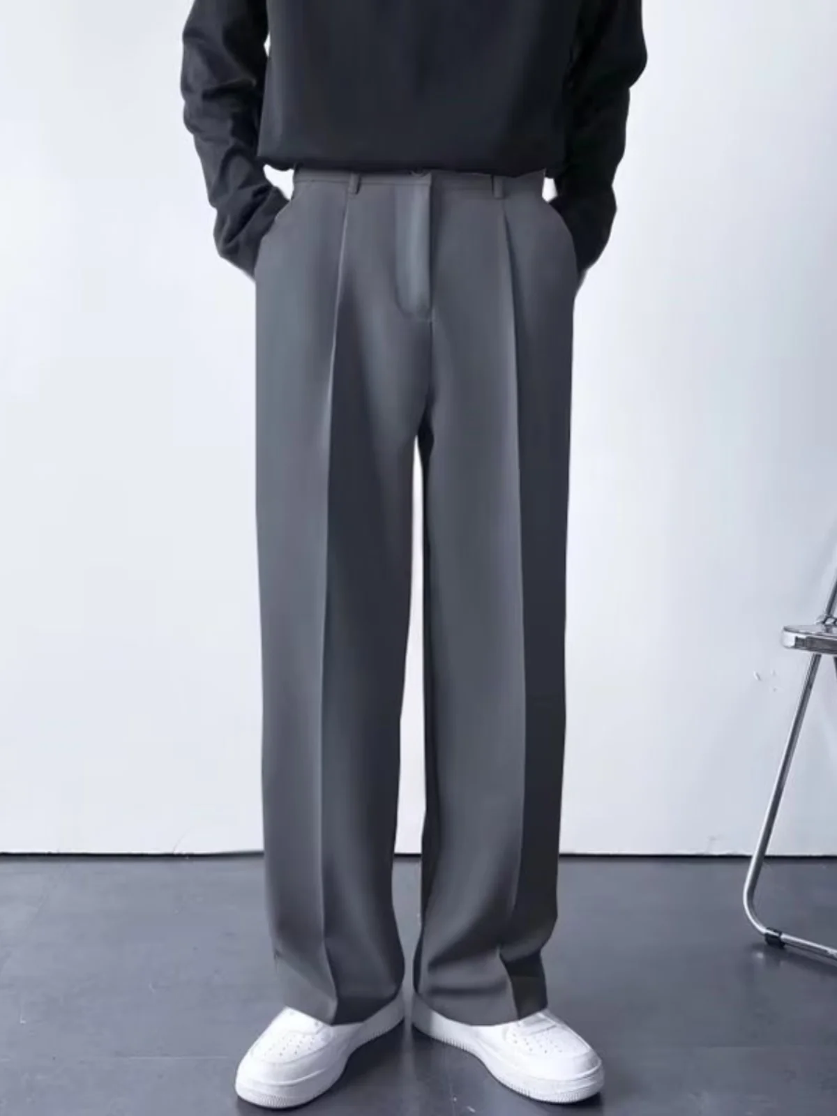 Loose Bla Casual Men's Pants Faionable Straight Leg Trousers Spring Autumn Wear Comfortable Drapey High-End Feeling Ameri...