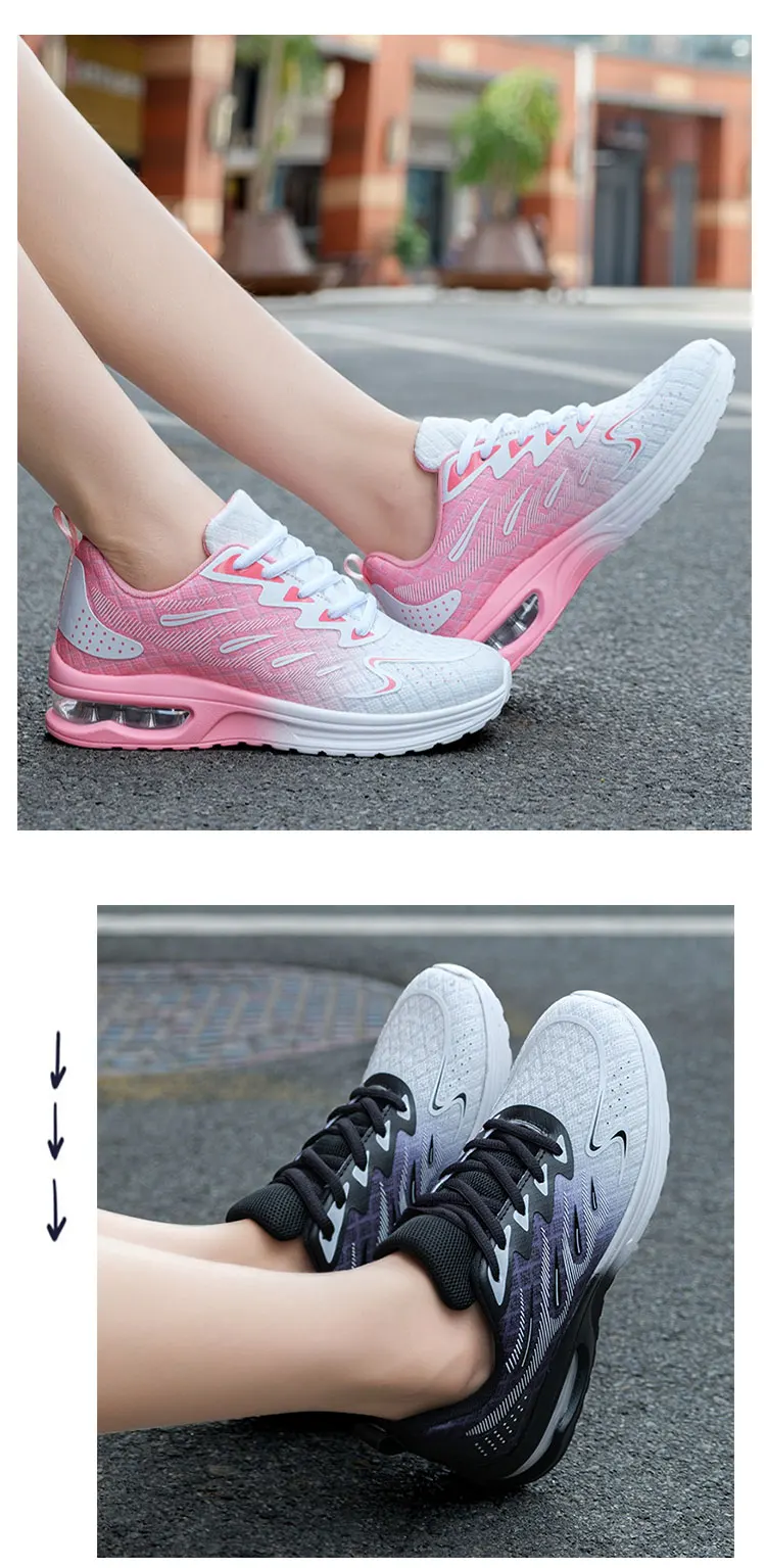 Frühling und Herbst Neue Damen Luftpolster-Sportschuhe Atmungsaktive Mesh-Leichtgewicht-Sneaker Modische Übergrößen-Fußbekleidung – Detail 7