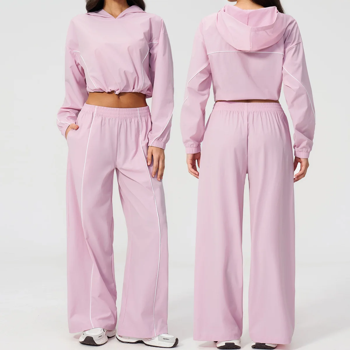 Women 2PCS Set Loose Jacket Elastic Waist Pants Suits Tracksuit Sun Protection Suit Sportswear Anti UV Skin Sunscreen Clothing