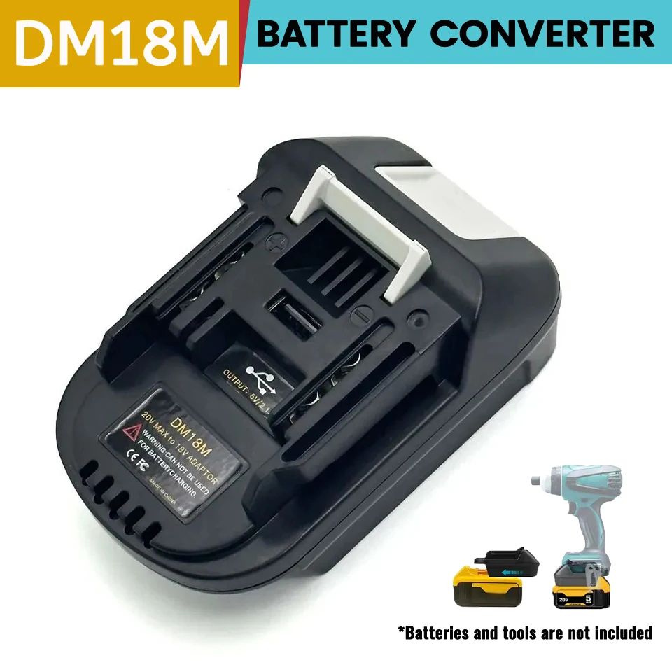 DM18M Battery Converter.Used for Dewalt 20V and for Milwaukee M18 18V Battery, Suitable for Makita 18V Power Tools