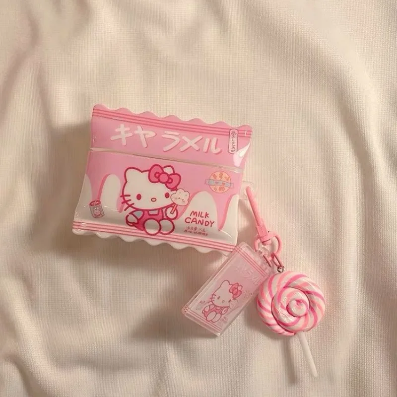 Kawaii Hello Kitty AirPods Protective Shell Sanrio Anime Lovely Pink KT Lollipop Pendant for Airpods Pro1/2 Airpods1/2/3 New