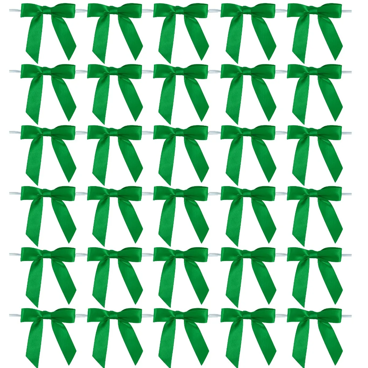 50 Uds. De lazos verde esmeralda para envolver regalos, Mini lazos de satén verde preatados para manualidades, bolsas, recuerdos de fiesta de ducha del Día de San Patricio