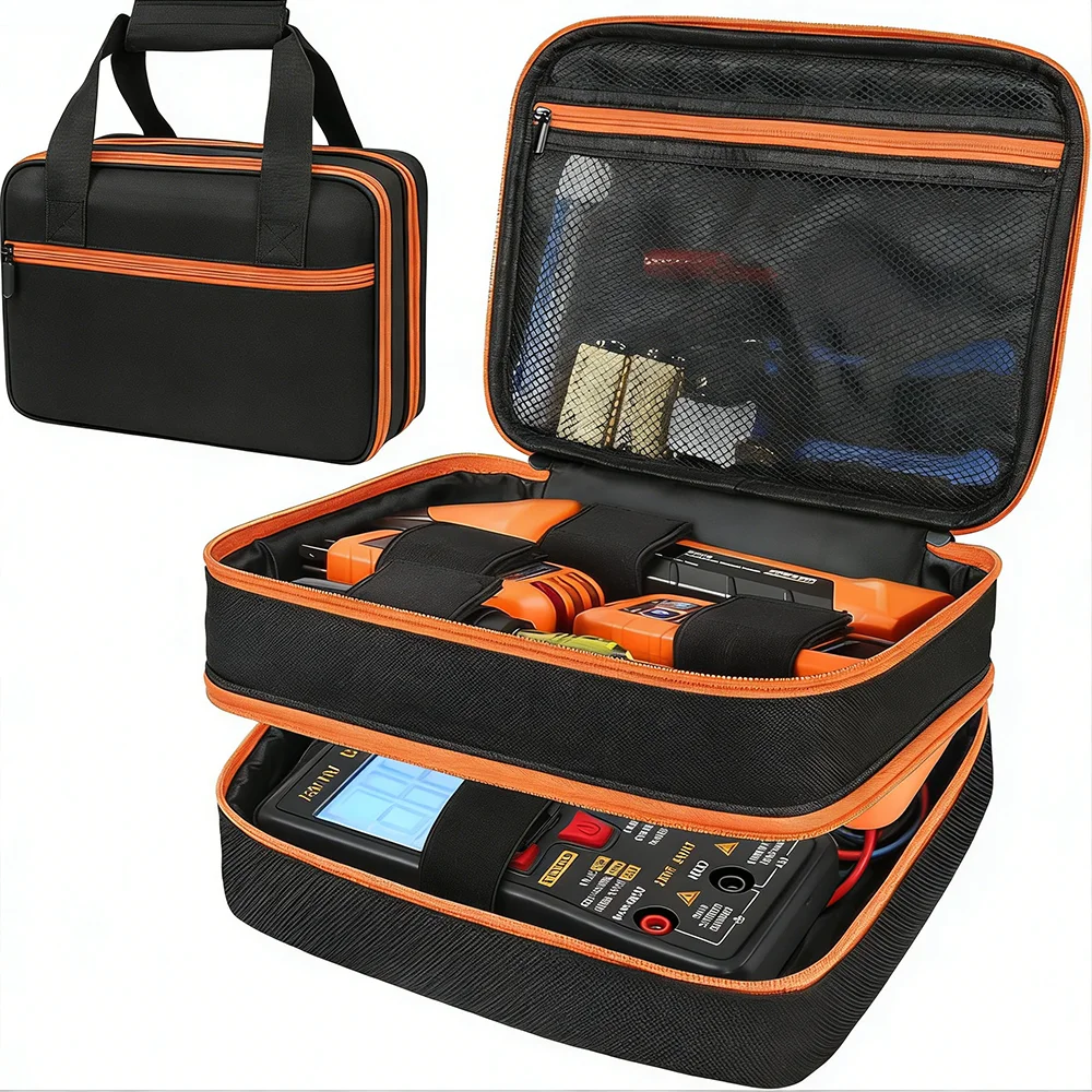 Knitted Fabric Test Kit Storage Box With Mesh Pockets Adjustable Straps Non Waterproof Equipment Organizer