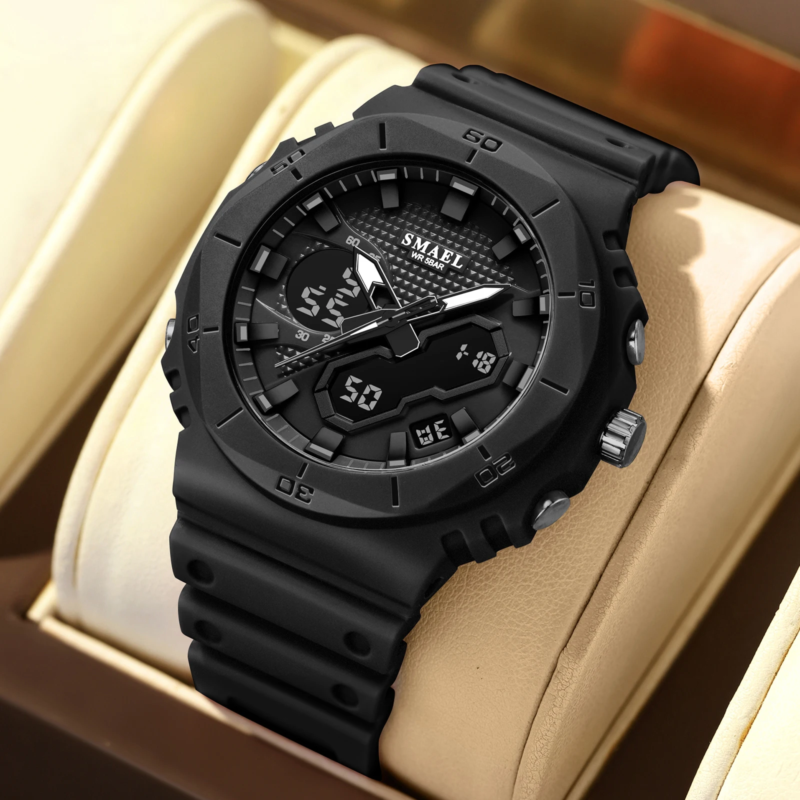 

SMAEL спортивные часы 50 м водонепроницаемые часы с двойным дисплеем времени для пар мужские 8120 белые часы цифровые электронные наручные часы светодиодные