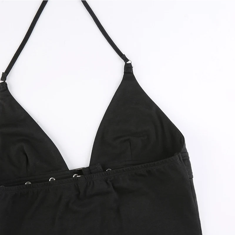 Y2k Bandage Crop Top Schwarz Rückenfreies Top Lace Up Süße Party Strand Sommer Sweats Frauen Retro Basic Mini Weste Punk – Detail 13