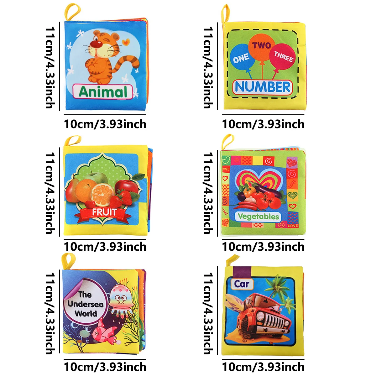 Multicolored Baby Cloth Books, Learning The Names of Animals, Fruits, Vegetables, Transportation ect, Preschool Toys for Baby