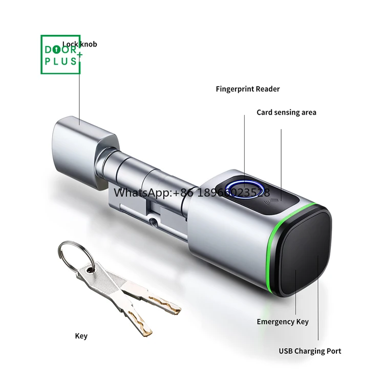 Doorplus keyless door lock with card With RFID Card+APP+Back up key home & office smart door lock cylinder fingerprint padlock