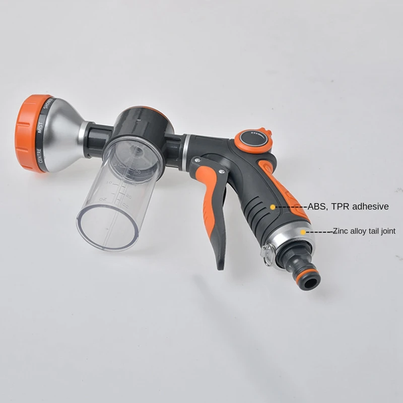 Garden Hose Nozzle,8 Patterns Hose Sprayer High Pressure, Garden Hose Nozzle Sprayer With Soap Dispenser