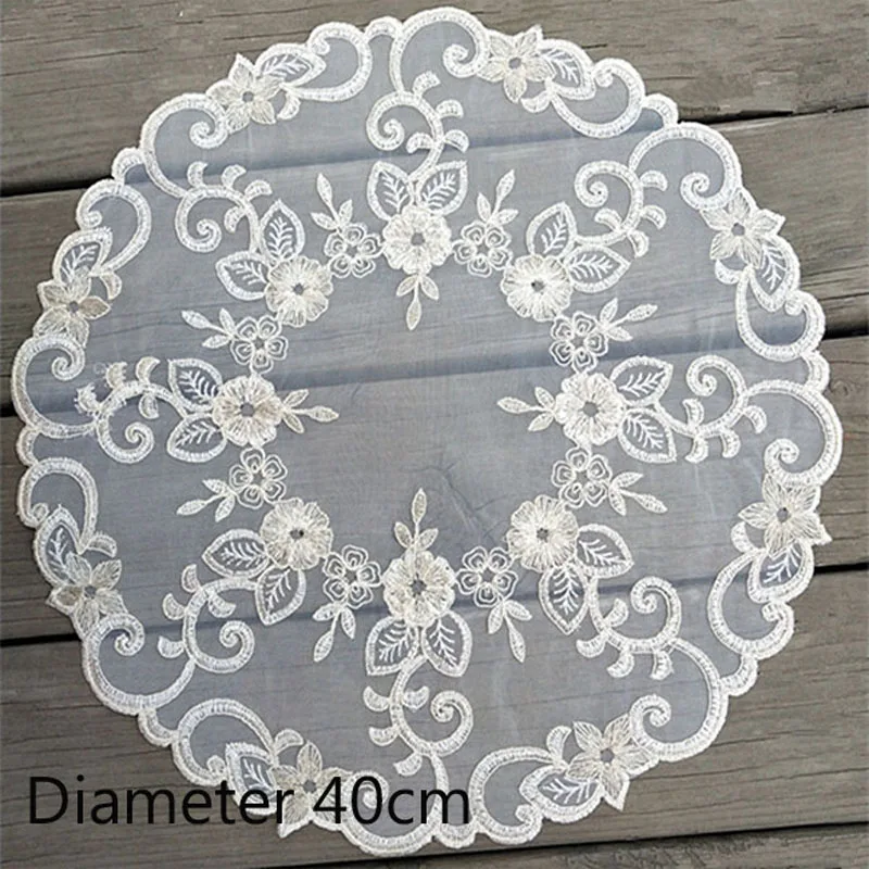 NEW Embroidery table place mat Christmas Flower rose Cloth mesh dining placemat coaster kitchen Table decoration and accessories