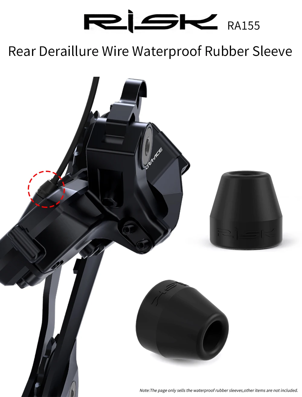 Risk 2 Stück Rennrad Elektrische Schaltwerk-Kabelabdeckung Wasserdicht Fahrrad 12S SD300 Elektronische Leitung Gummimanschette R7150/R8150 – Detail 1