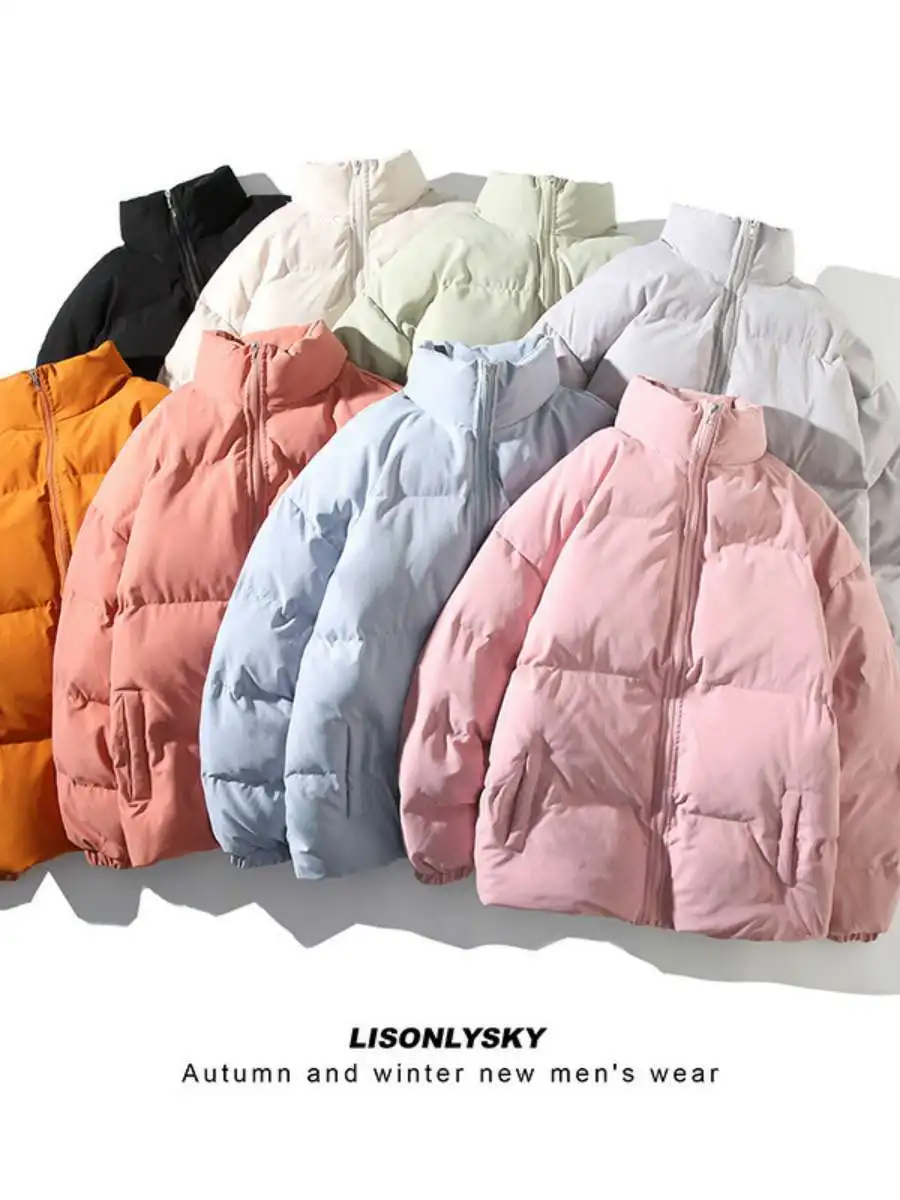 

Winter New Sle Men's Thiened Cotton Jaet Simple Bread Sle Stand Collar Warm Casual Faionable Pure Color Long Coat