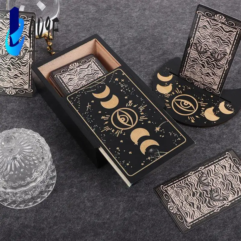 

A09F-деревянный чехол для карт Таро и держатель-подставка, коробка для карт Таро, брелок для удачи, коробка на память, подставка для дисплея ведьмы