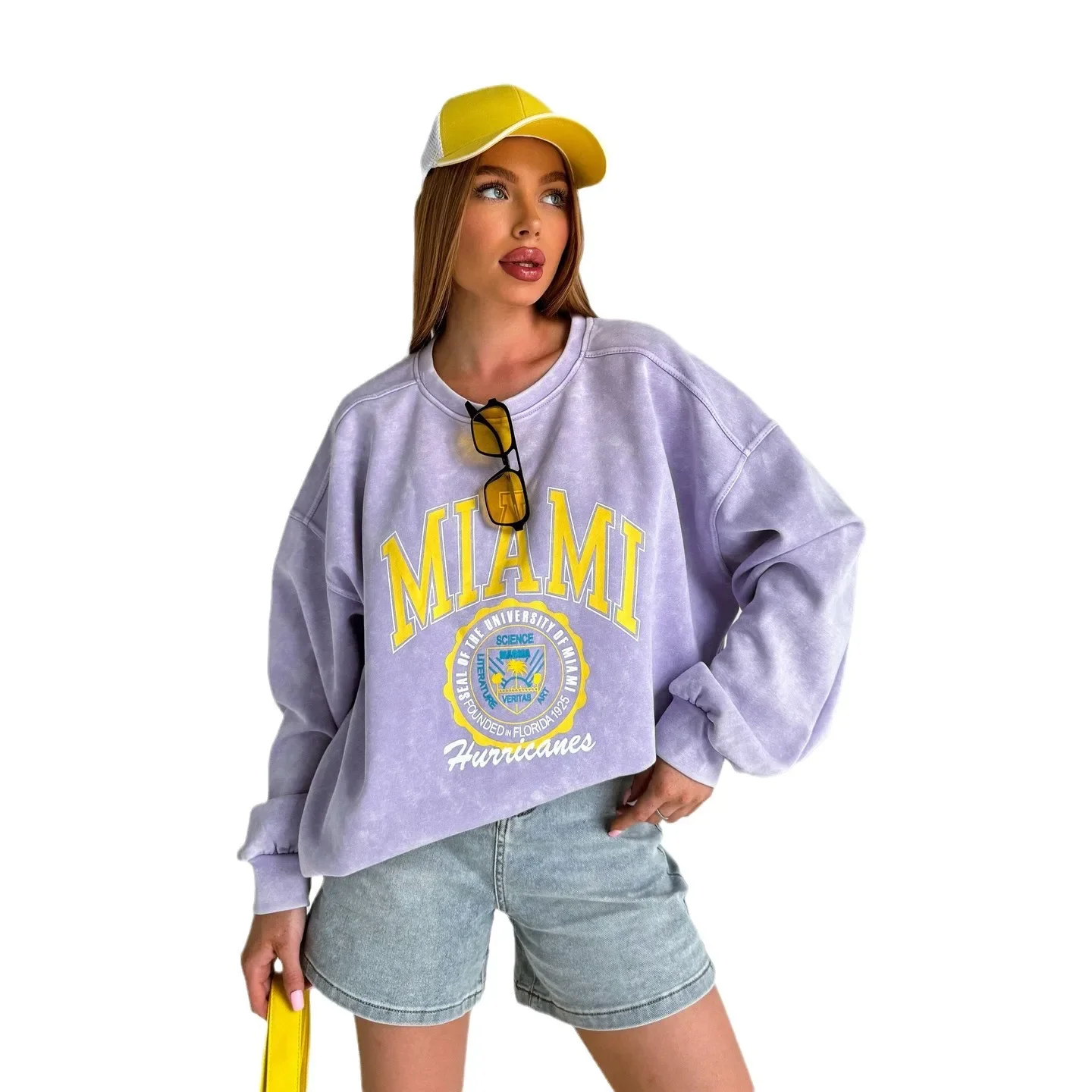 European and American street style hoodie women's loose casual pullover spring printed long sleeved shirt lazy style outfit