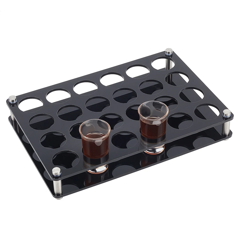 

24-Hole Acrylic Mini Shot Glasses Organizer Holder Spirits Octagonal Cups Wine Glass Storage Rack for Bar Tasting Serving