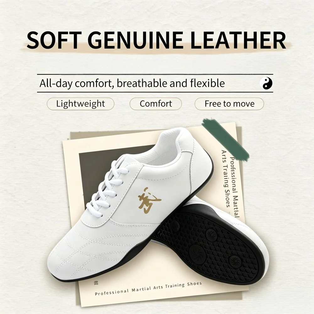 Genuine Leather Kung Fu Shoes Tai Chi Wing Chun Sports Sneakers Wushu Martial Arts Footwear Comfort Fitness Sneakers view 4