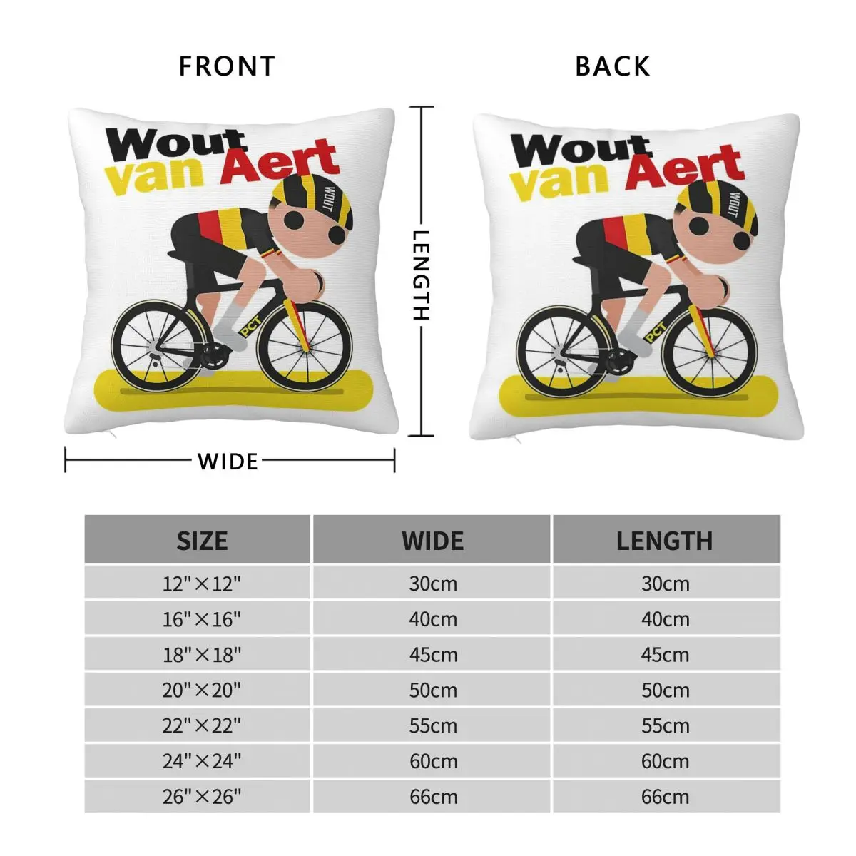 Wout Van Aert Cyclo-cross Racer Square Pillowcase Polyester Linen Velvet Printed Zip Decor Sofa Cushion Cover