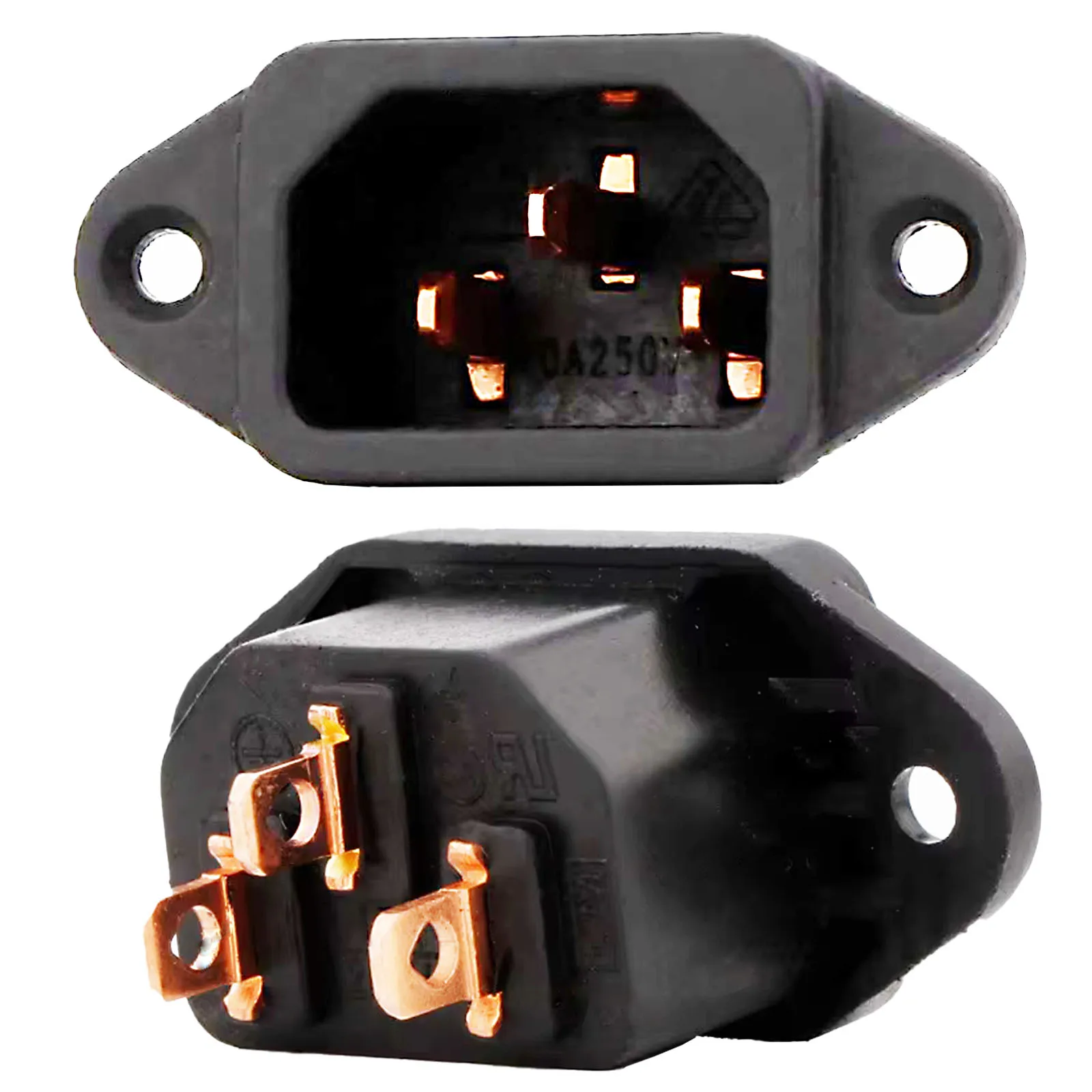 

Preffair 2Pcs Pure Copper AC Power Plug Connector IEC 320 C14 Panel Mount Plug Adapter Power Connector Socket 250V 10A
