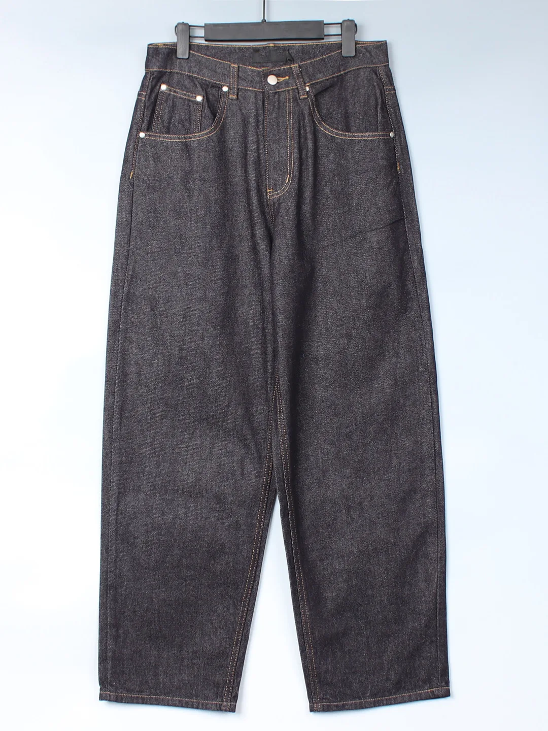 Deep Blue Loose Men's Wide Leg Jeans Slimming Nine Point Casual Everyday Versatile High Waist Cotton Soft Four Seasons