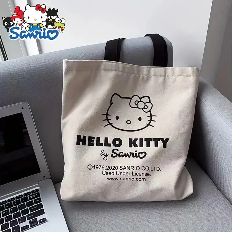 Torebka Sanrio hello kitty płócienna torba na ramię dziewczynka duża torba pojemność przechowywania moda torba na ramię na zakupy prezent dla