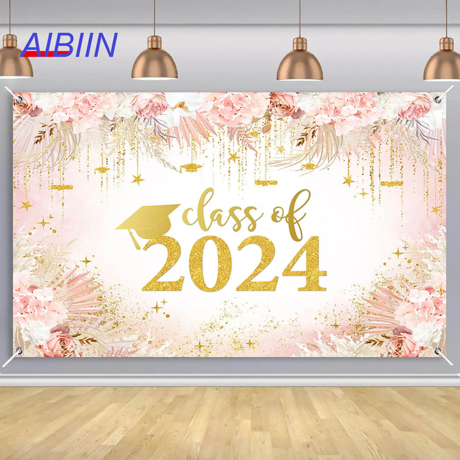 

AIBIIN Class of 2024 Congratulation Grad Banner Backdrop Bohemian Floral Prom Party Decor Background Nurse Graduates Photozone