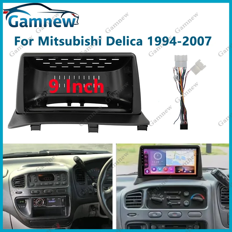 9 Inch Car Frame Fascia Adapter Canbus Box Decoder Android Radio Dash Fitting Panel Kit For Mitsubishi Delica 1994-2007