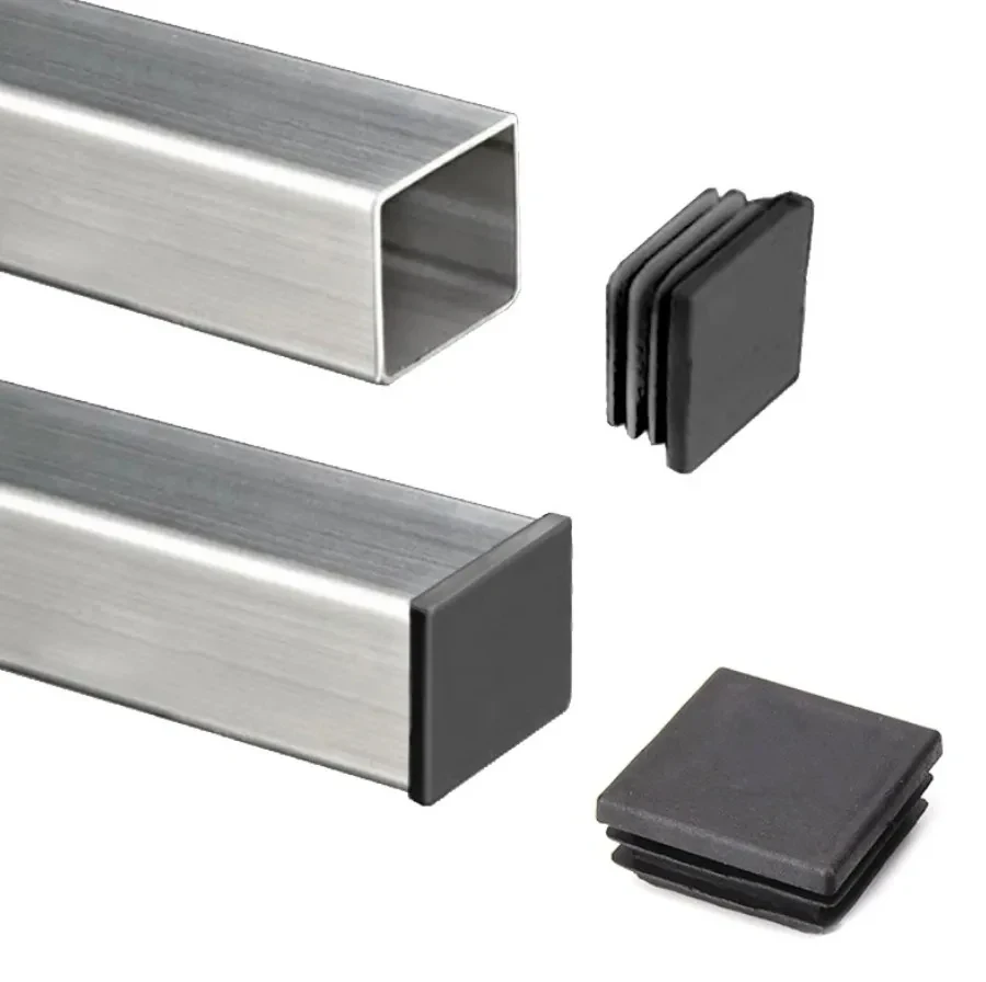 가구 다리용 100x100mm 정사각형 검정 플라스틱 엔드 캡, 파이프 플러그, 테이블 의자 튜브 인서트, 장식용 먼지 방지 커버