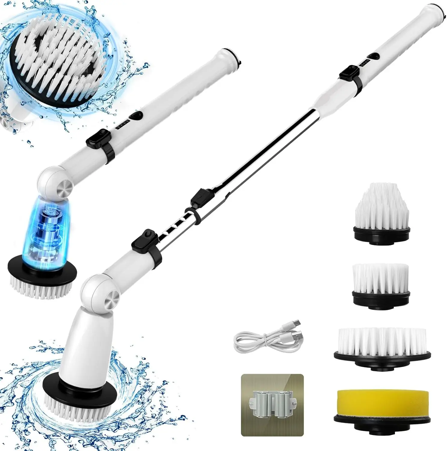 

Electric Spin Scrubber, Upgraded Bathroom Cleaner, Power Shower Cleaning Brush with Extendable Handle
