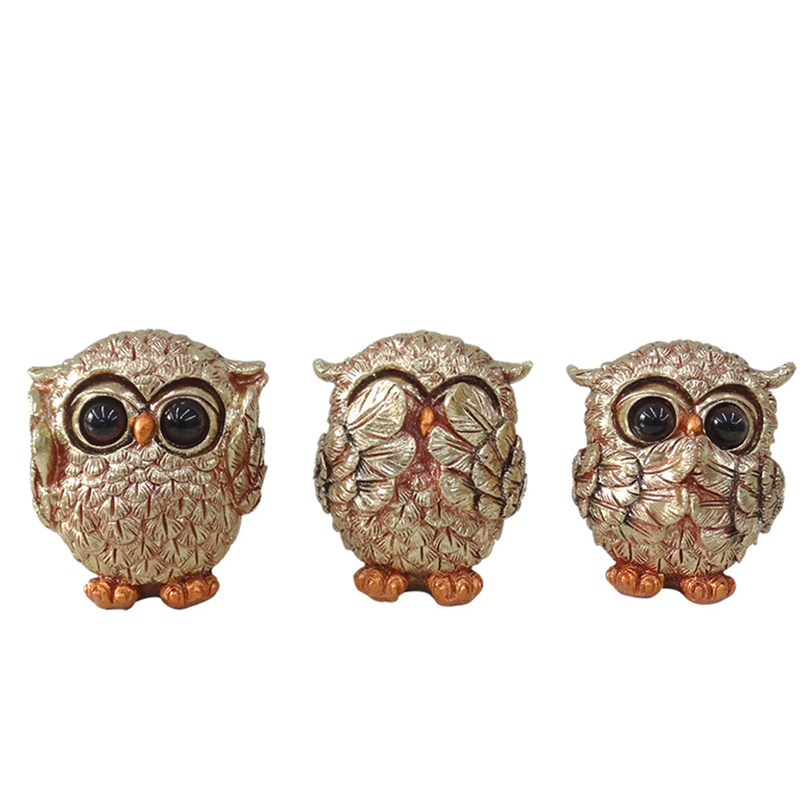 3 Owl Figurines Decor See No Evil Hear No Evil Speak No Evil Cute Owl Statue Crafted Animal Sculpture Ornament for Home Office T