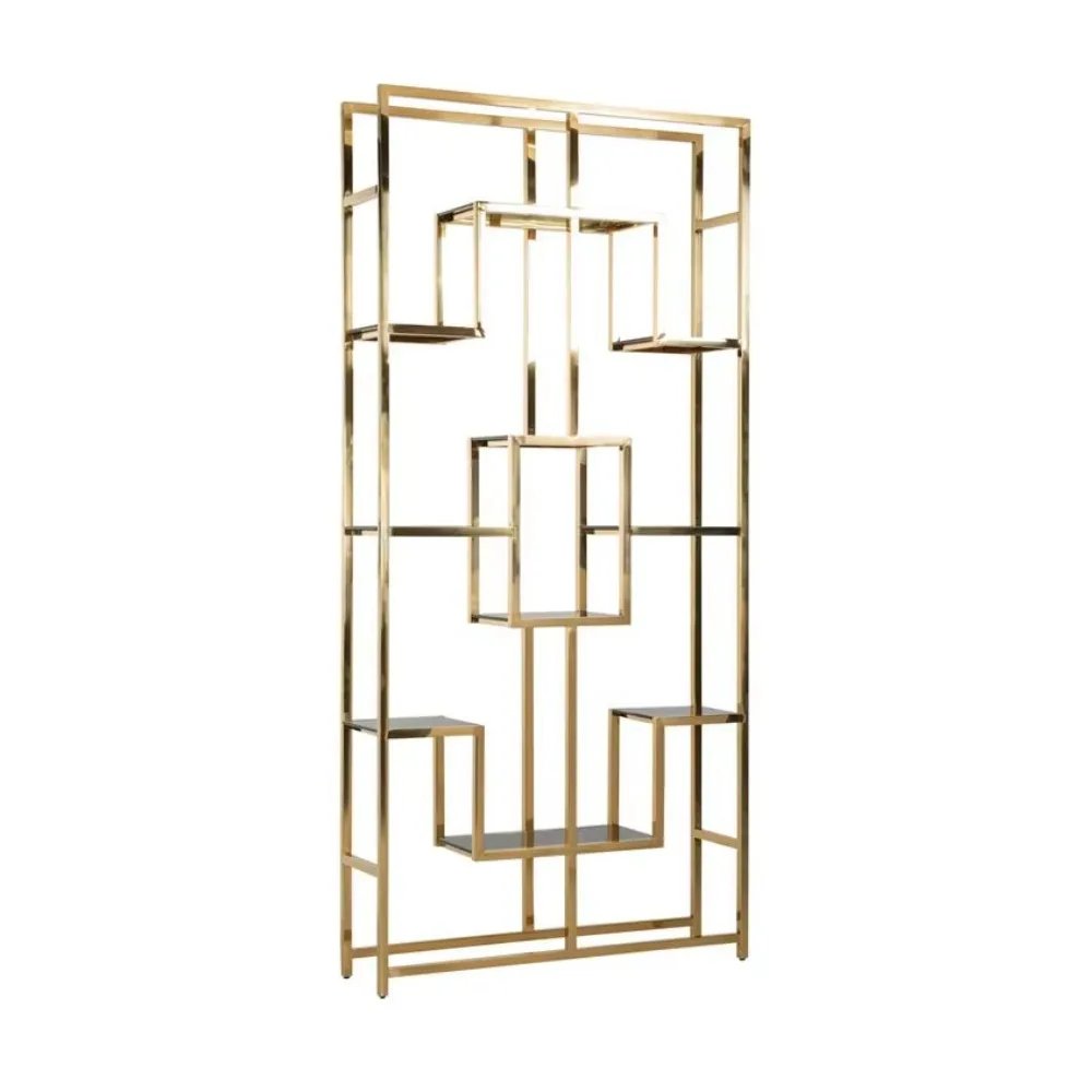 Modern living room bookshelf gold stainless steel display hotel banquet activities