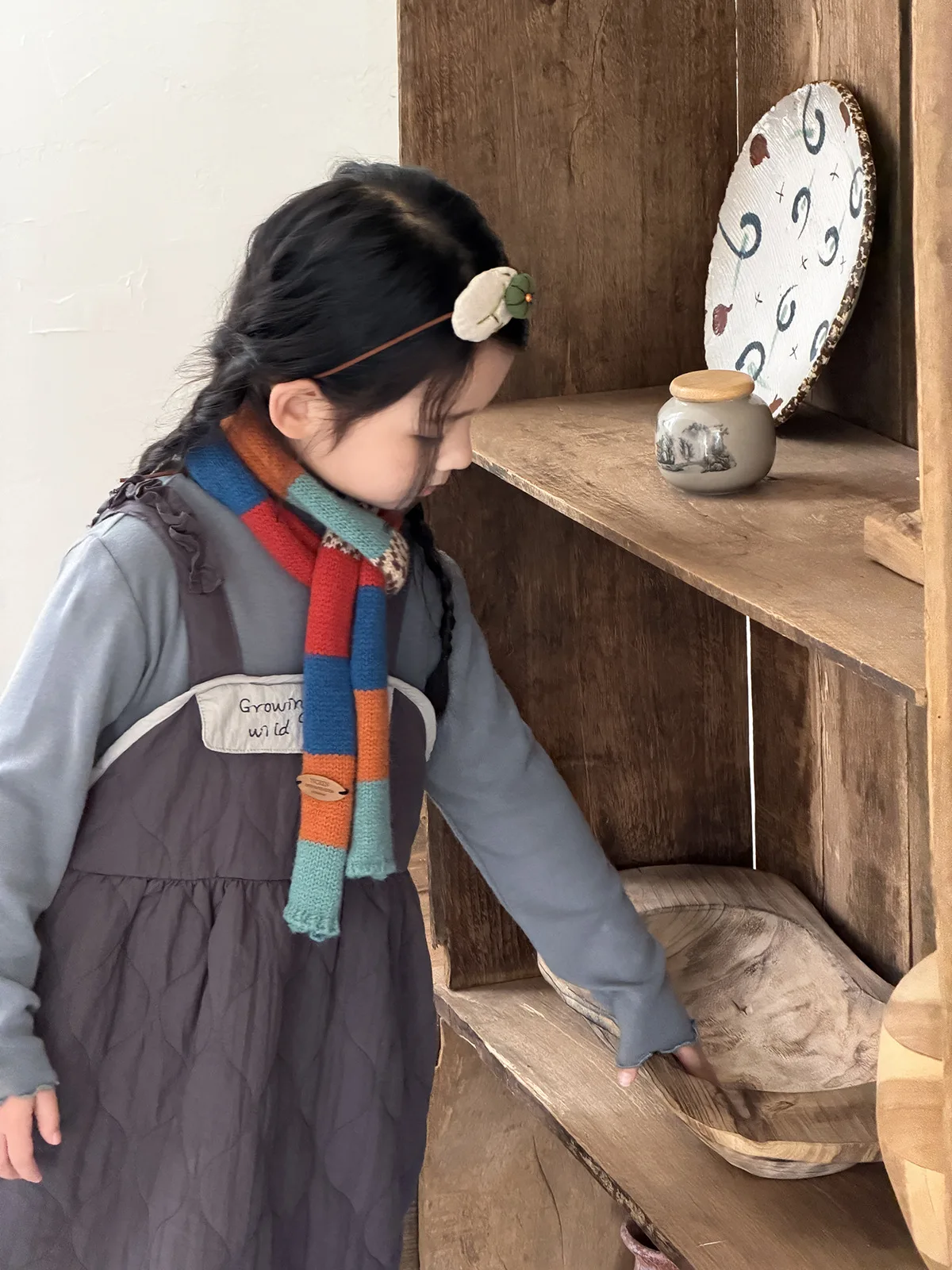 3-14 Years Children's Scarf Autumn and Winter Fashion New Retro Contrasting Color Knitted Baby Boys Girls Scarves