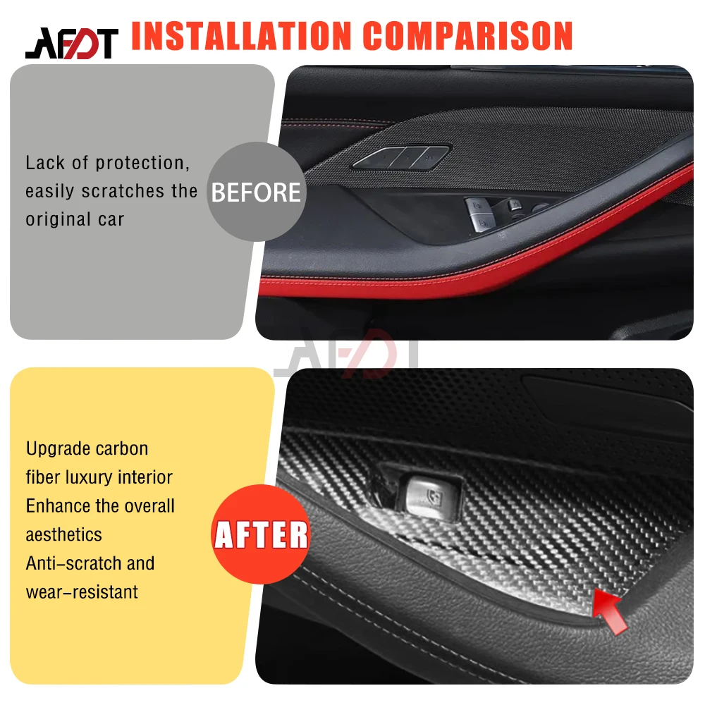 AFDT For BMW 4 Series G22 2-Door Coupe 2021 Real Carbon Fiber Car Interior Window Lift Switch Panel Cover Trim LHD