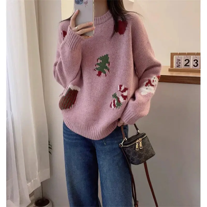 

Korean Print Design Long Sve Knitted Sweater Women's Retro Hook Flower Hollow Ort Sle Slimming Casual Top Trendy Fashion M493