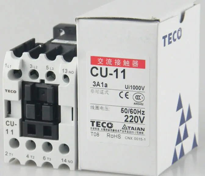 

1PCS TECO CU-11 CU11 3A1a 220VAC Contactor In Box -New #TE