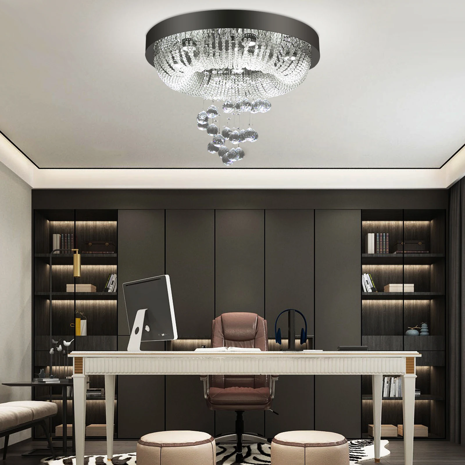 Crystal Ceiling Light 9*LED Crystal Chandeliers Modern Crystal Ceiling Lamp with 3 Light Colors 5W GU10 Spotlights