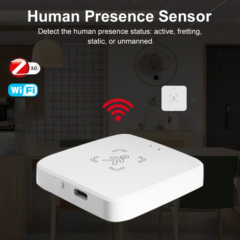 Sensor de presencia humana Tuya, sensor de Radar de onda milimétrica de presencia humana 24G, detección de luz