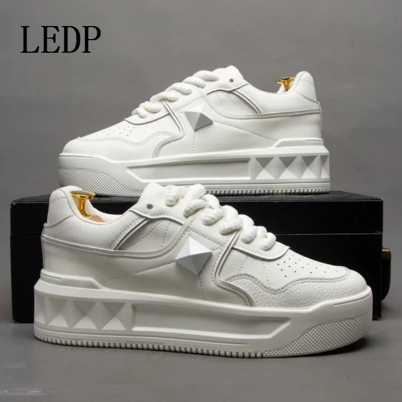 LEDP Brand Design Sense Father Men's Shoes 2024 Autumn Thick Sole Liuding Leisure Sports Board Shoes Dragon Fruit Color