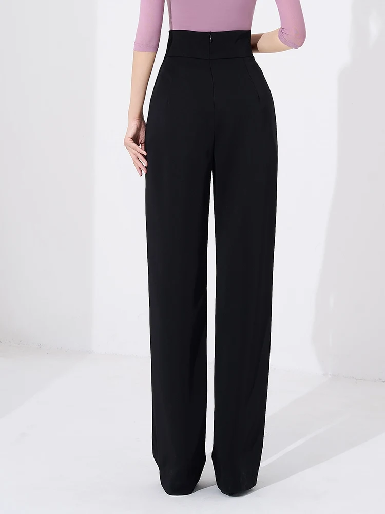 Mulheres trajes de dança latina cintura alta calças de perna reta salão de baile moderno dança tango samba dança prática wear dql11651