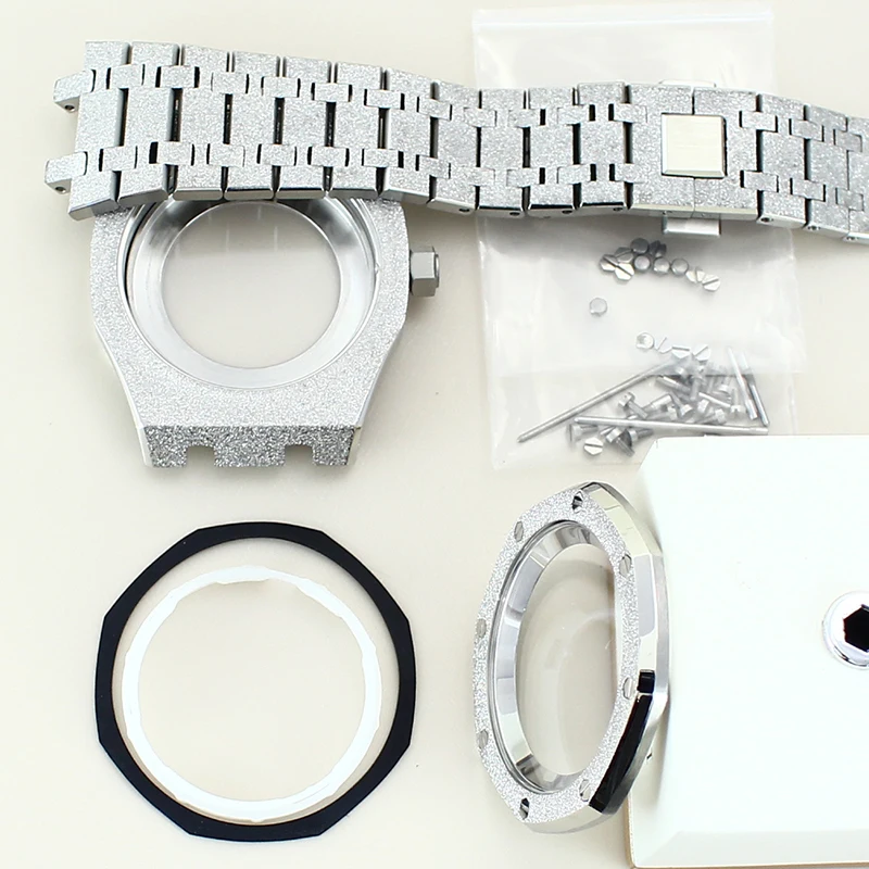 41mm Star Sand Octagon Watch Case Strap Parts For Seiko nh35 nh36 nh34/38 Movement 28.5mm Dial With Chapter Rings Sapphire Glas