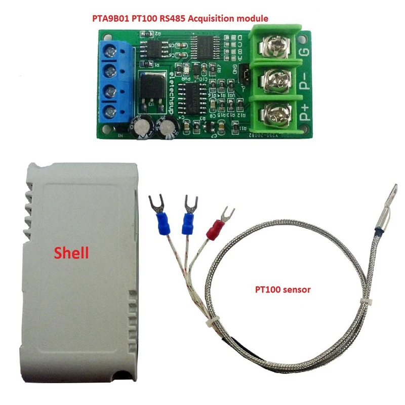 DC 8-25V PT100 Platinum Thermal Resistance To Temperature Converter RS485 Modbus RTU RTD Sensor Module Kit PTA9B01