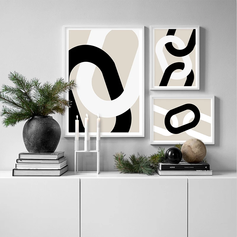 Moder Geometric Abstract Canvas Painting Graphic Design Illustration Poster and Print Wall Art Picture for Living Room Home Deco