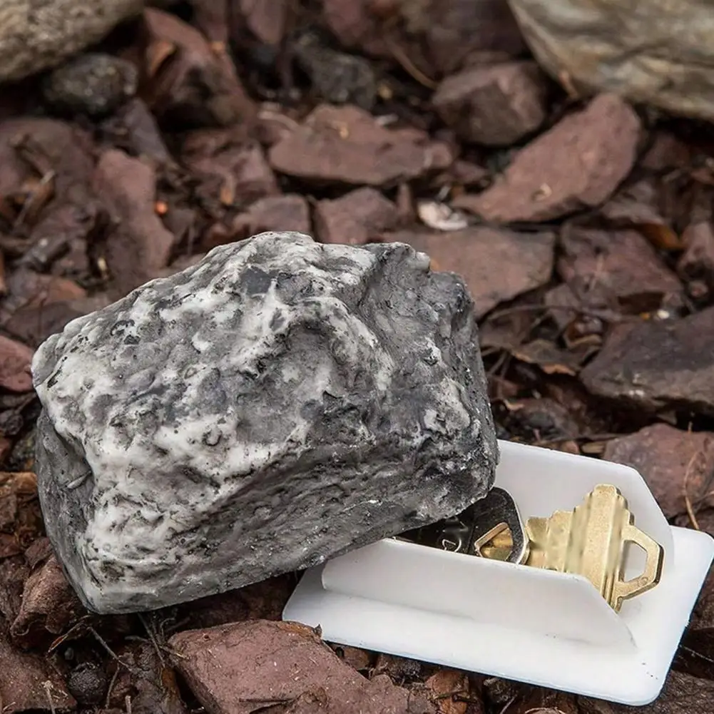 Resin Stone Key Case Waterproof Hidden Key Holder Rock Realistic Outdoor Key Hiding Spot Durable Fake Rock Safe for Garden Yard