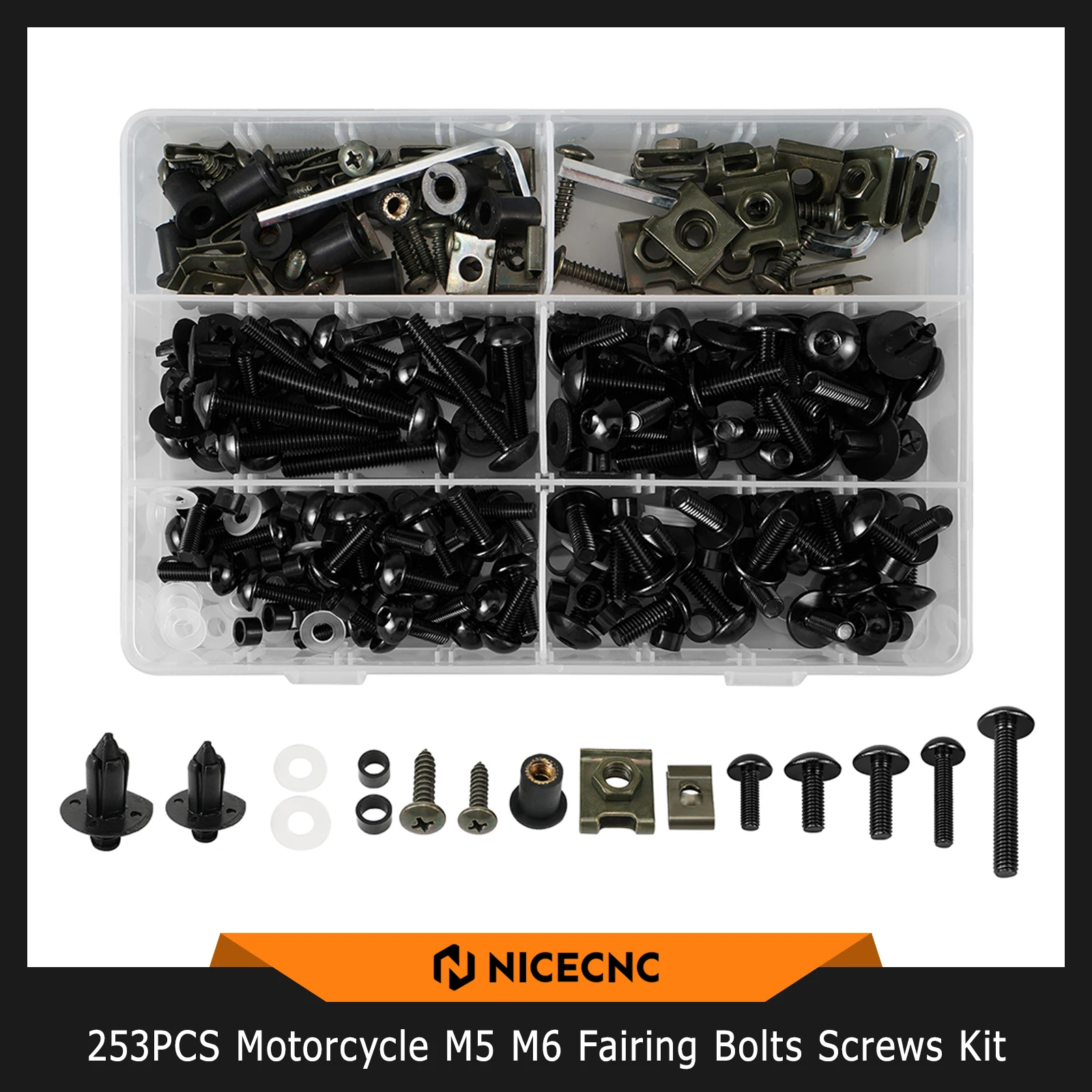 253PCS Motorcycle M5 M6 Fairing Bolts Screws Kit For Aprilia RSV4 Tuono V4 Tuareg 660 RS 660 Shiver 900 Dorsoduro 900 Mana 850