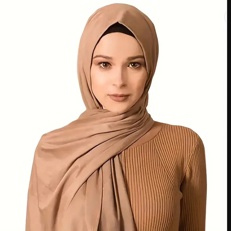 Stylish Candy Color Hijab Elegant Head Scarf Classic Shawl Elastic Turban Scarves Large Windproof Head Wrap Bandanas For Women