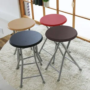 원형 접이식 우드 스툴 등받이 휴대용 간이 화장대 의자 보조 학원 강당 폴딩 체어
