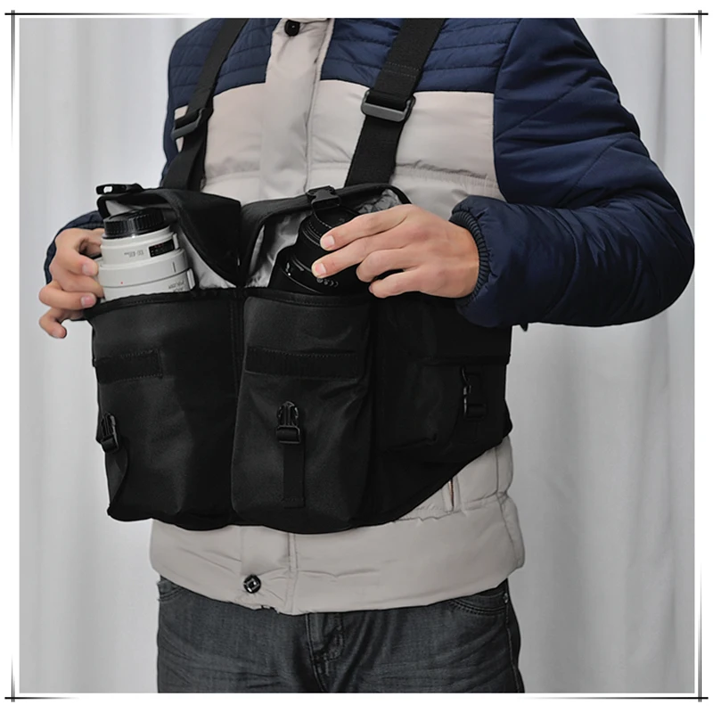 Professional Photography Camera Bag Cross SLR Photo Bag Lens Waist Bags Digital Outdoor Mountain Climbing Capture Vest